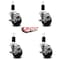Service Caster 3.5'' Phenolic Swivel 1-1/2'' Expanding Stem Caster Set with Brake, 4PK SCC-EX20S3514-PHS-TLB-112-4 - alternate 2